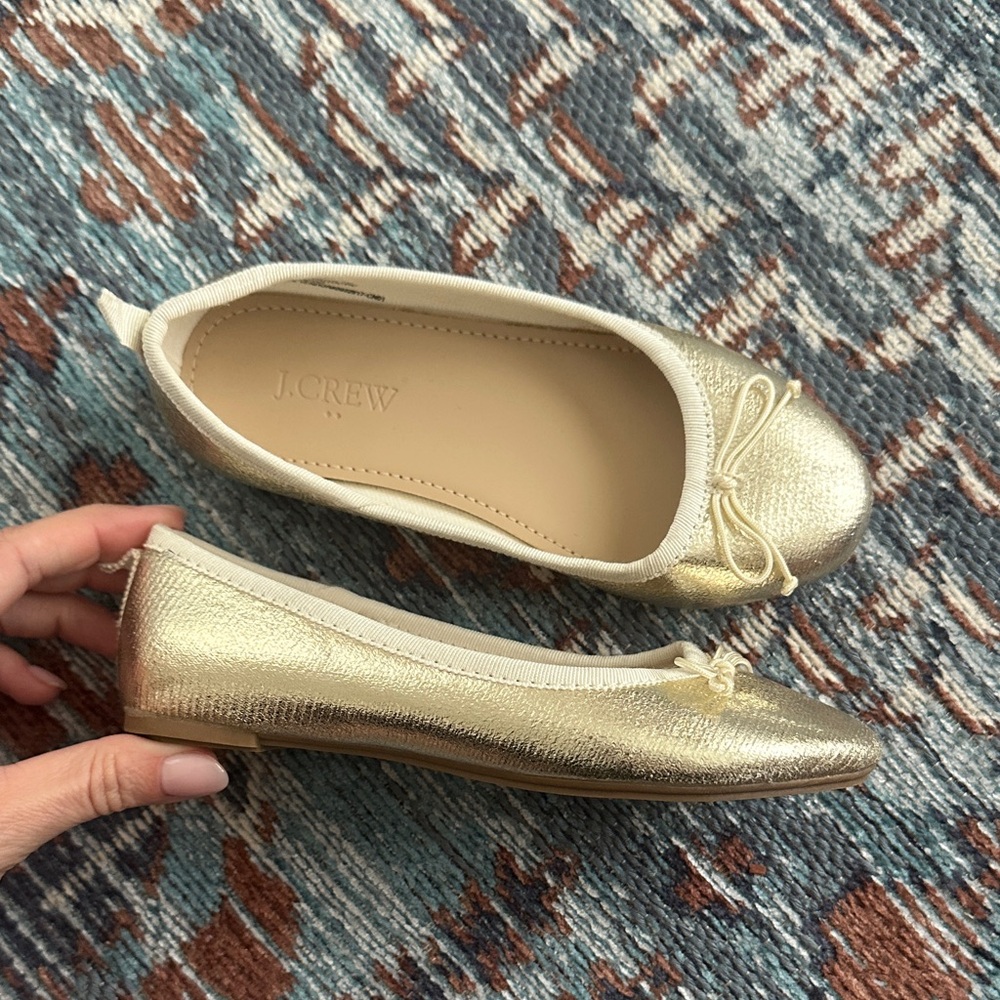 J. Crew Gold Girls Ballet Flats